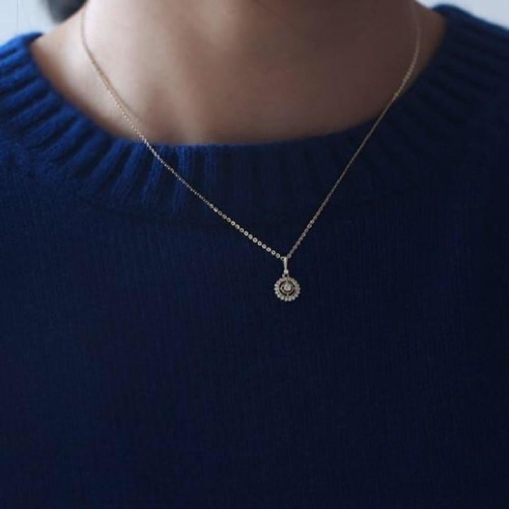 925 Sterling Silver Cubic Zirconia Circle Necklace